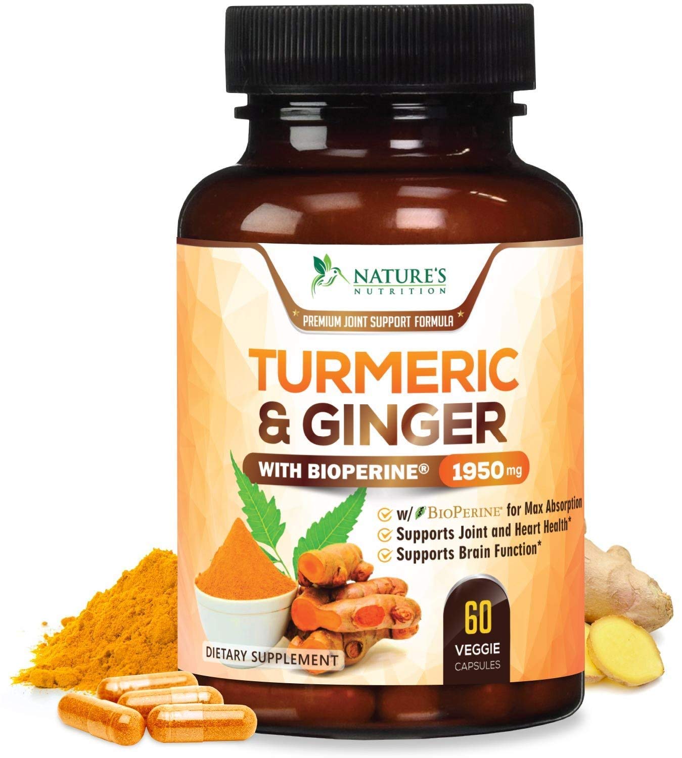 Turmeric Curcumin Highest Potency 95 1950mg with BioPerine Black