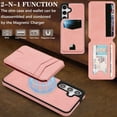 thumbnail image 6 of Compatible with Magsafe 2 in 1 Detachable for Samsung Galaxy S25 Plus Wallet Case with Card Holder Women Men, Magnetic PU Leather RFID Blocking Flip Kickstand Credit Slots,for S25 Plus, Pink, 6 of 11
