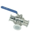 thumbnail image 2 of Ball Valve 304 Stainless Steel Sanitary Ball Valve 3 Three Way 1.5" 50.5mm Tri Clamp Ferrule Type For Water Oil Air Gas ,Easy to Operate, 2 of 6