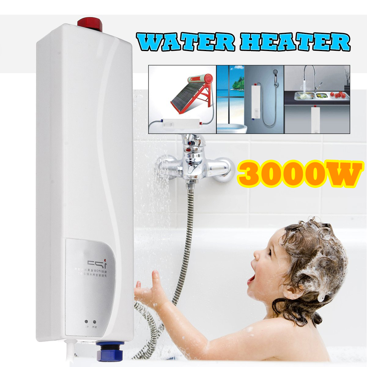 3000W Portable Mini Tankless Electric Shower Instant Kitchen Bathroom Water Heat Walmart Canada