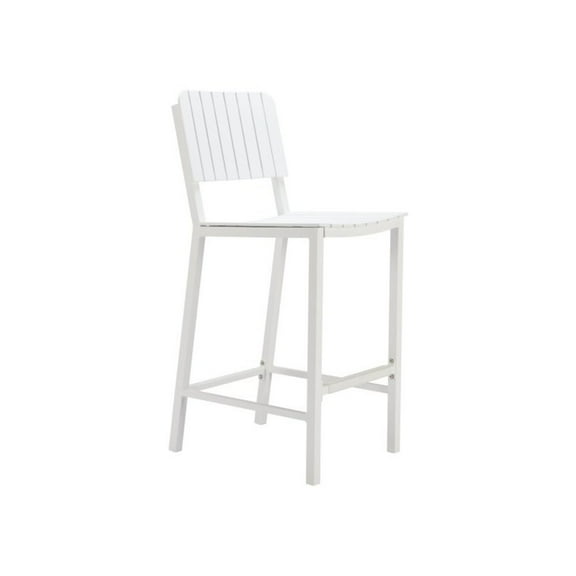 White Outdoor Bar Stool, Tall Aluminum Patio Stool for Outdoor Seating