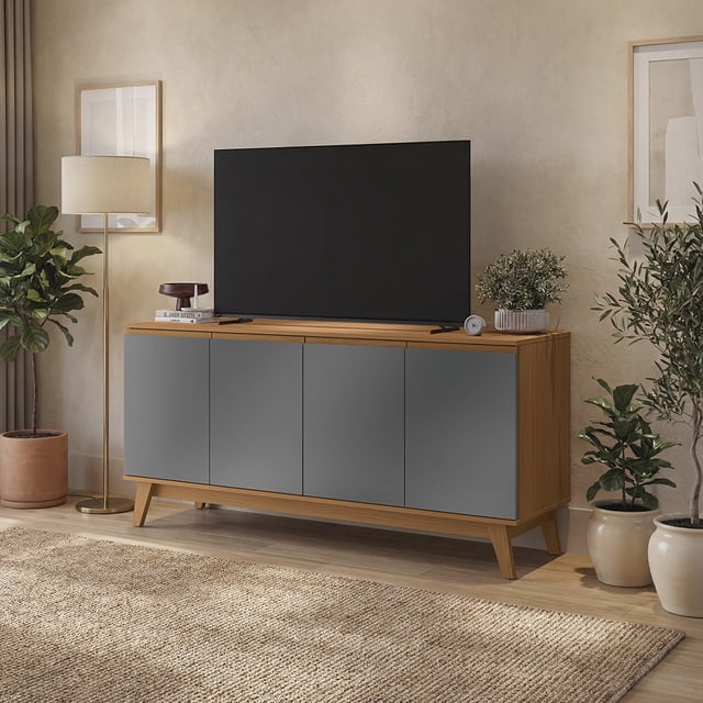 Aparador Bufetero Canela/Gris 4 Puertas 156 cm Kappesberg