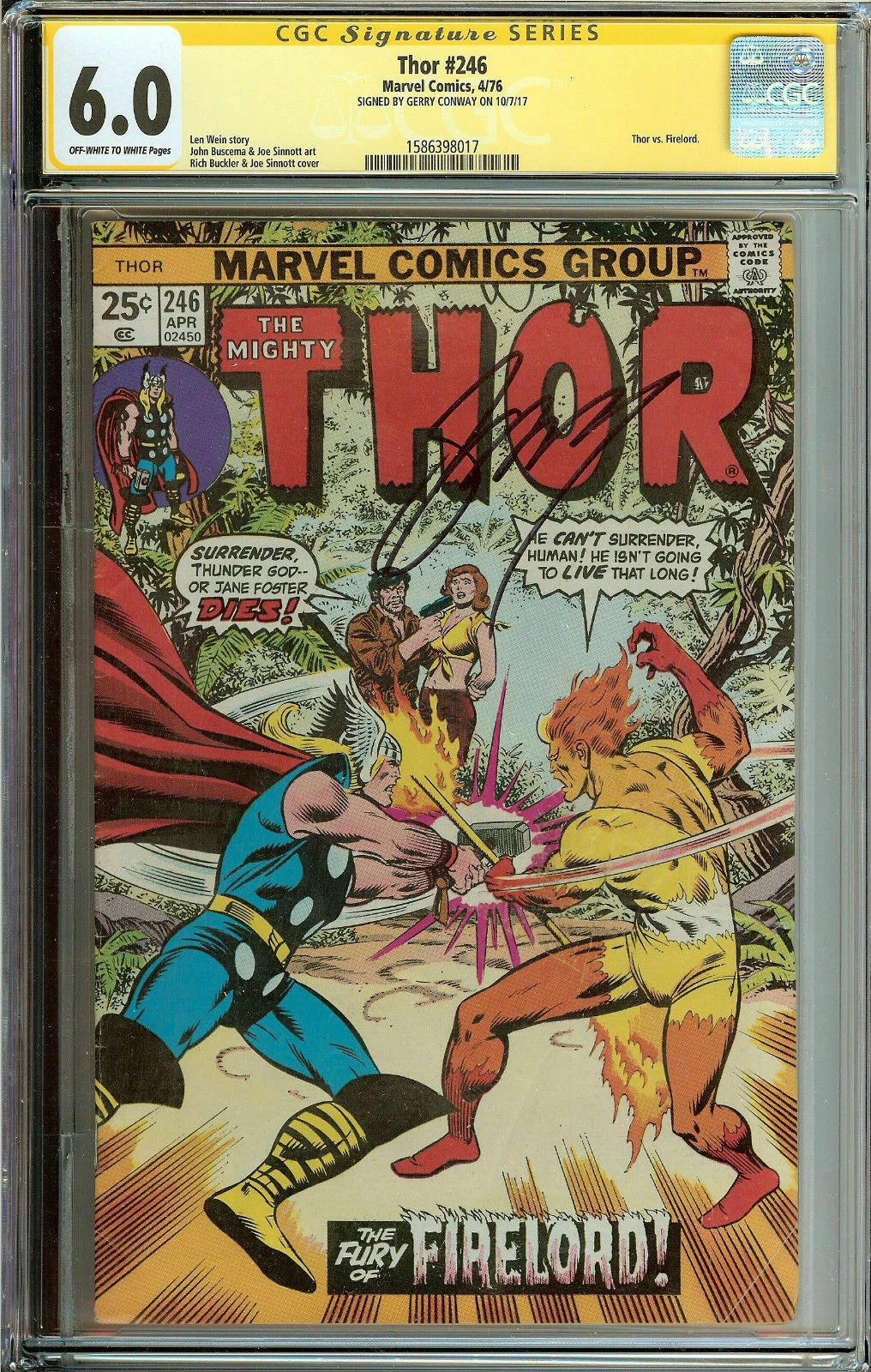 The Mighty Thor #246 Signed by Gerry Conway CGC 6.0