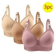 thumbnail image 2 of Olyvenn Women's Bras 3-Pack Lightly Padded Seamless Full-Coverage Minimizer Bras for Women Underwire Plus Size Bras with Side Support Lace Trim Bralette Comfort Bras Pink 40/90, 2 of 3