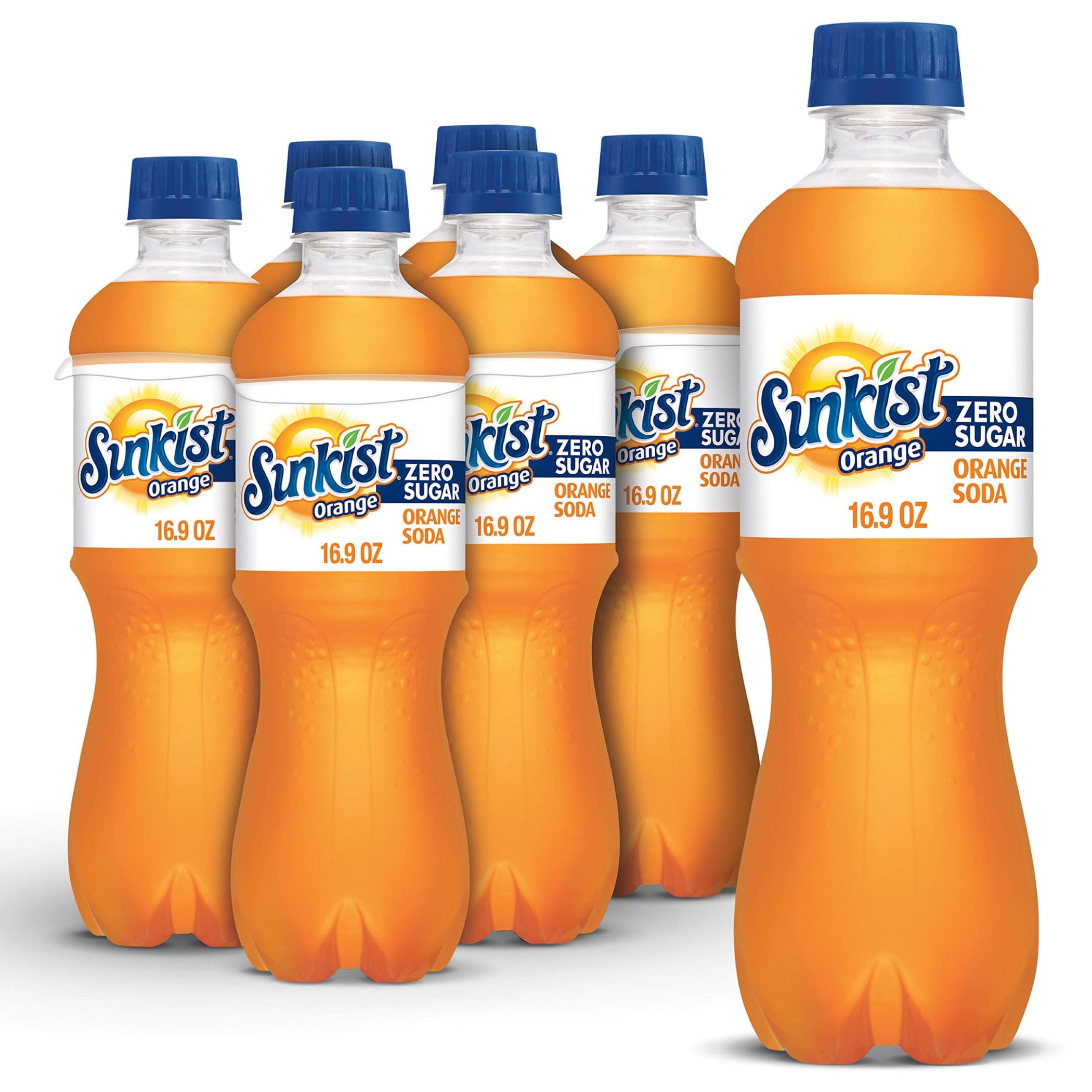Sunkist Orange Zero Sugar Soda 16.9oz Bottles, Quantity of 24