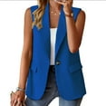 thumbnail image 2 of BODOAO Women's Sleeveless Blazer Vest Casual Open Front Single Button Summer Jacket with Pockets Women's Sleeveless Coat Solid Color Cardigan Suit Casual Lapel Cardigan Jacket with Pockets Blue L, 2 of 4