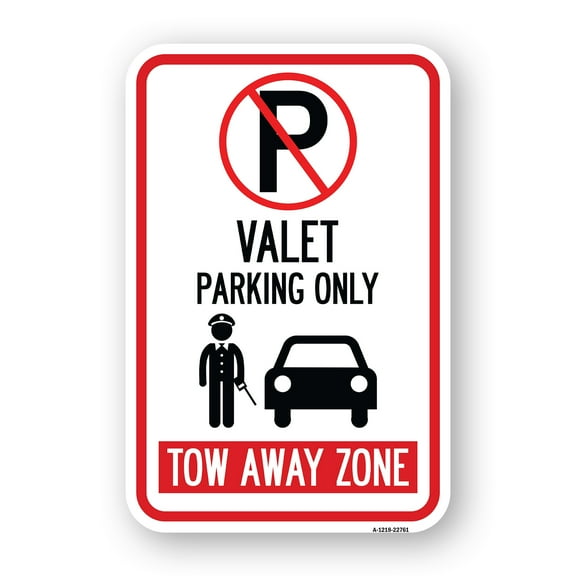 SignMission A-1824-22761 18 x 24 in. Aluminum Sign - Valet Parking Only Tow Away Zone with Car Graphic