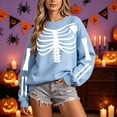 thumbnail image 2 of Enyan Halloween Sweatshirt Spooky Season Long Sleeve Funny Graphic Shirt Fall Tops Halloween Shirt Women Sky Blue,XXL, 2 of 7