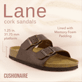 thumbnail image 2 of Cushionaire Lane Cork Footbed Sandals for Women – Comfortable Double Buckle Slip-On with Genuine Suede Footbed & Arch Support Slides for Women Footwear, 2 of 12