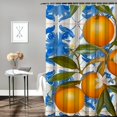 thumbnail image 2 of Fenyluxe Oranges Leaves Flowers Pretty Shower Curtain Set with Hooks, 100% Polyester Fiber, Washable Shower Curtain, Various Sizes 60x72, 2 of 7