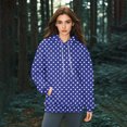 thumbnail image 5 of Women's Polka Dot Print Drawstring Hooded Sweatshirt with Pocket, Soft Breathable Long Sleeve Casual Pullover for Spring Autumn Streetwear, Beach Vacations and Daily Fashion Blue L, 5 of 6