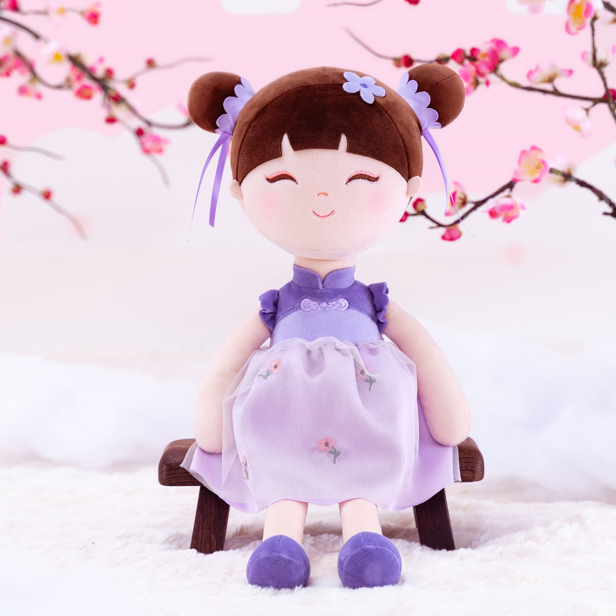 Gloveleya Plush Dolls Asian Fairy Doll Baby Girl Gifts Soft Girl Toys Purple Myrtle 16"