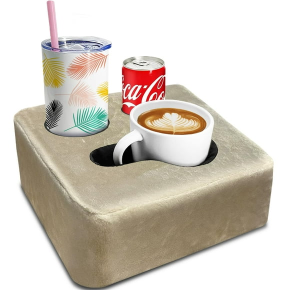 Bandeja Porta Vasos Nisdoing para Sofá en Color Khaki Claro y Rosa