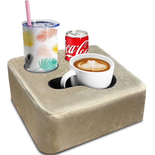 Bandeja Porta Vasos Nisdoing para Sofá en Color Khaki Claro y Rosa
