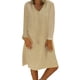 thumbnail image 1 of Vestidos Para Mujer Vestidos de Otoño Vestido de Lino de Algodón de Manga Larga Con Cuello en V Informal A La Moda Odeerbi  ODB131670, 1 of 6