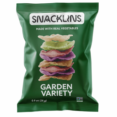 SNACKLINS Plant Based Crisps GARDEN Variety - Gluten Free, Grain Free, 100% Kosher, Vegan Healthy Snacks, Crunchy Puffed Snack, Just 90 Calories Per Bag - .9oz Bag (12 Pack)
