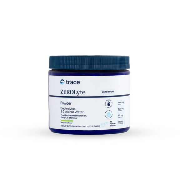Trace Minerals ZeroLyte Canister - Sodium & Electrolyte Replenishment - Energy & Hydration Support Drink Powder - Nerve & Muscle Function Support - Salty Citrus (45 Servings)