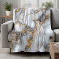 thumbnail image 2 of Marble White Yellow Blanket Soft Cozy Warm Twin Blanket for Bed, Plush Fuzzy Flannel Fleece Blankets for Sofa, Modern Art Ink Painting Throw Blankets for Couch, Lightweight Gifts for Women, 60"x80", 2 of 9