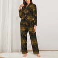thumbnail image 2 of Pofeuu Gold Dragonfly Mandala Print Womens Pajamas Set Long Sleeve Sleepwear Button Down Nightwear Soft Pj Lounge Sets Button Down Pajamas Women-X-Large, 2 of 7