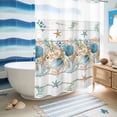 thumbnail image 5 of No Hook Shower Curtain, Vintage Beach Coastal Shower Curtains for Bathroom with See Through Top Window, Nautical Shell Starfish Coral Summer Waterproof & Washable Bath Curtain 60"x72", 5 of 9