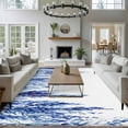thumbnail image 3 of Area Rug for Living Room, Navy Blue Non-Slip Indoor Ex Large Carpet for Bedroom/Dining Room, Summer Botanical Leaves Watercolor Washable Low-Profile Rectangle Floor Runner Rugs - 8 x 10 Ft, 3 of 8
