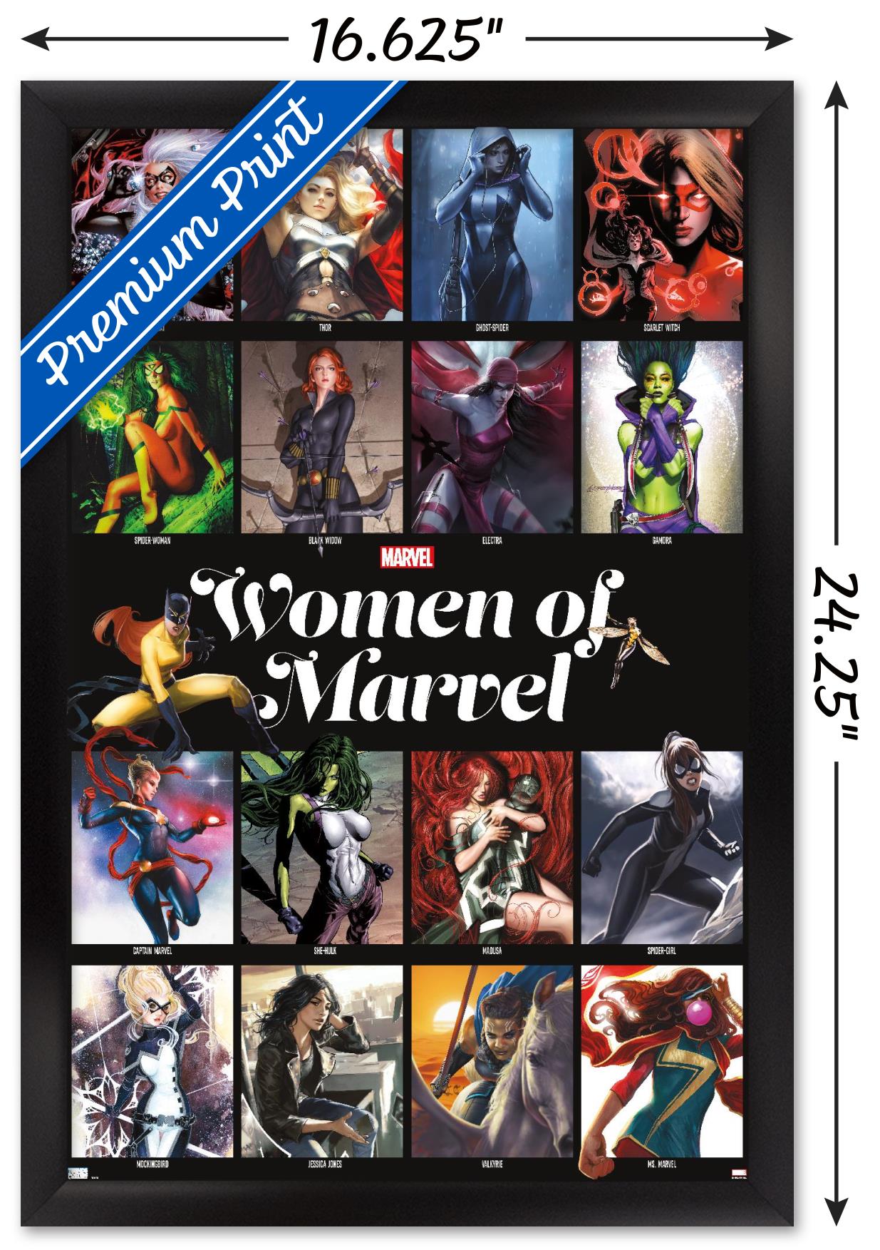 Marvel - Women of Marvel - Grid Wall Poster, 14.725" x 22.375", Framed