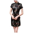 thumbnail image 1 of Robe Courte Moulante Mini à Col Montant à Manches Courtes pour Femme, Robe de Soirée Courte, Robe Formelle pour Femme, Noir m, 1 of 4