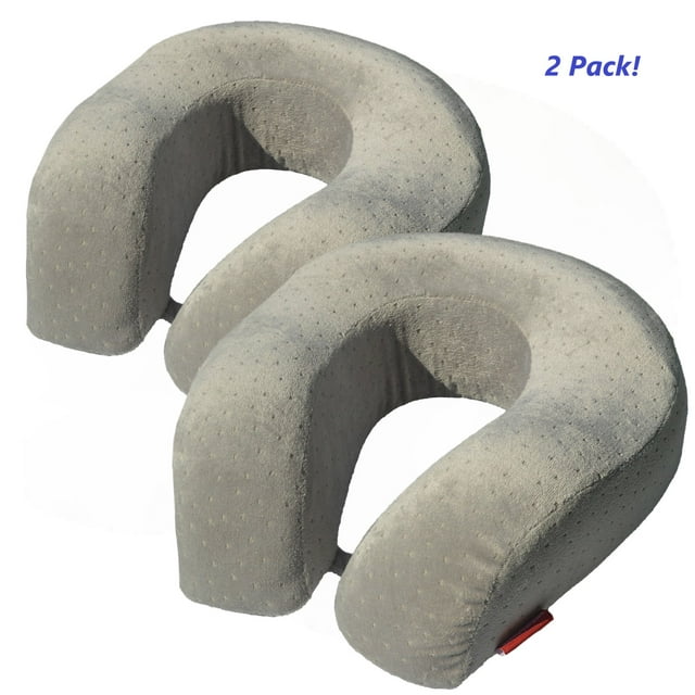 Bookishbunny 2 Pack Memory Foam Large U Shape Travel Pillow Neck And Head Support