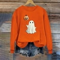 thumbnail image 3 of aohooy Halloween Tee Shirts Women Cute Funny Ghost Pumpkin Graphic Long Sleeve Shirt Fall Spooky Pullover Sweatshirts Tops Orange,L, 3 of 5