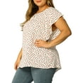 thumbnail image 5 of MODA NOVA Juniors Plus Size Round Neck Ruffled Short Sleeve Chiffon Blouse White 2X, 5 of 7