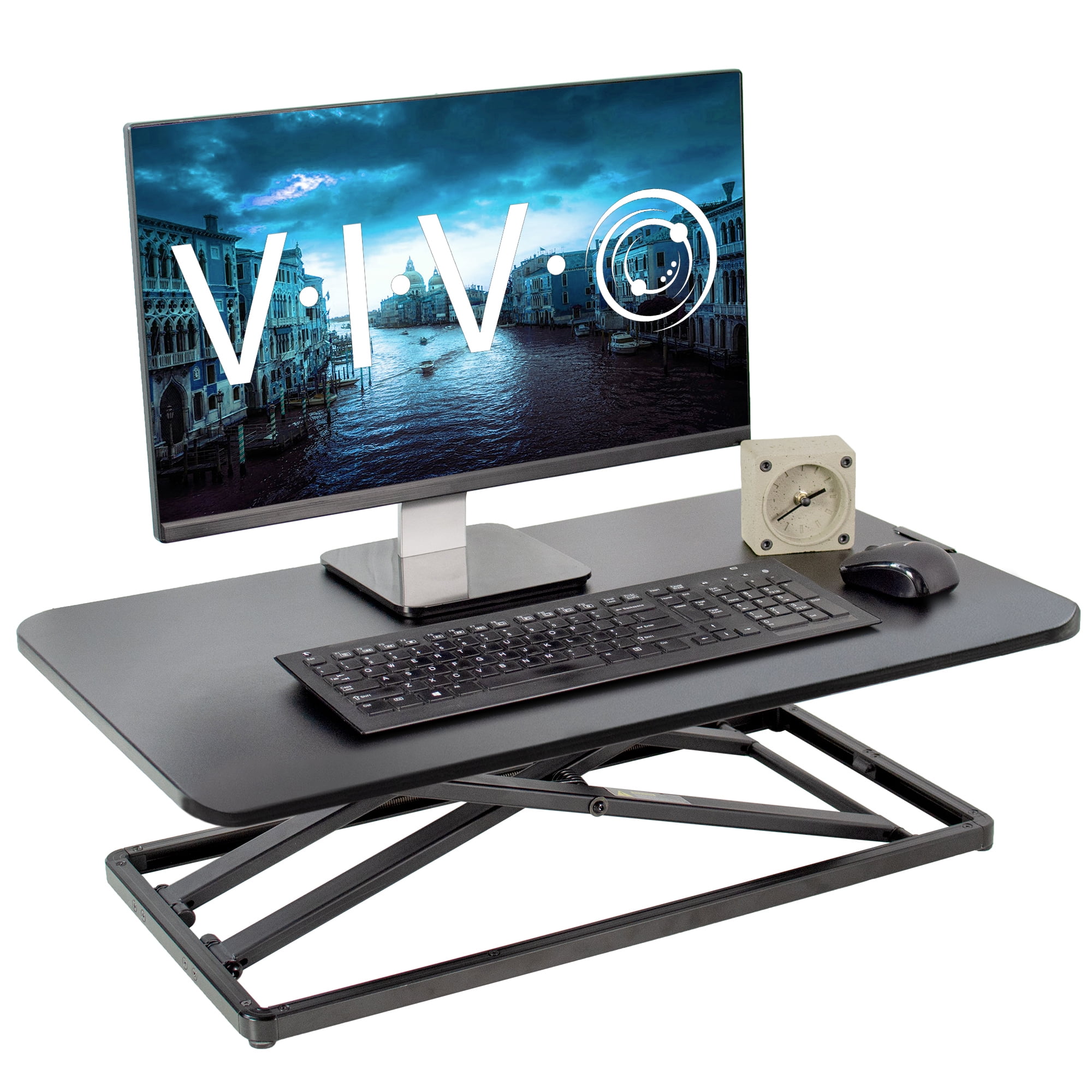 VIVO Small Single Top Height Adjustable 29/" Standing Desk Monitor Riser