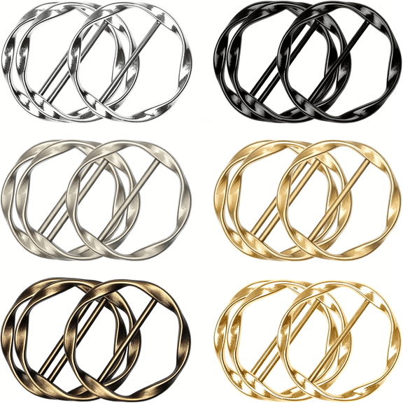TUWAFE 18Pcs Shirt Ties Clips for Women Silk Scarf Ring Clip T-Shirt Buckle Ring Clip Metal Round Circle Clip Clothes Clip