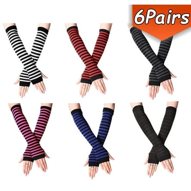Arm Warmers Fingerless Gloves For Women Thumb Hole Stretchy Gloves Long  Leg Winter Warm Gloves 6 Pairs
