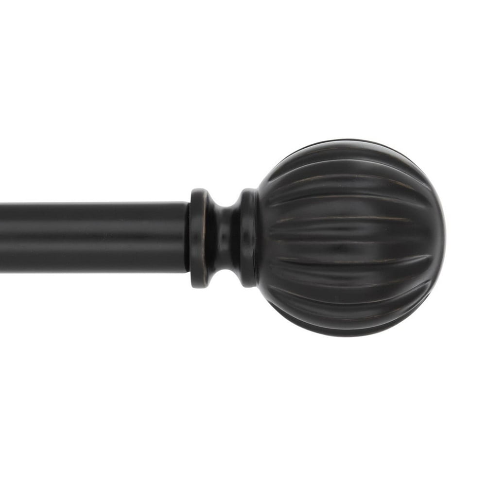 Ribbed Ball Drapery Rod Set, Black, 4884"
