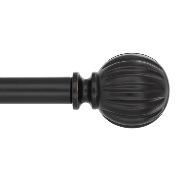 Ribbed Ball Drapery Rod Set, Black, 4884"