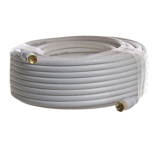 Pro-Techgroup 100 ft Premium Grade RG6 F-Type Quad Shielded Coaxial 18AWG CL2 Rated 75 Ohm White Cable for Antennas, Cable and Satellite TV