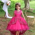 thumbnail image 2 of CPNG Girls' Vibrant Sleeveless Embellished Lace & Tulle High-Low Flower Girl Dress – Elegant Bodice with Intricate Embroidery, Flowy Ball Gown Skirt for Weddings, Birthday Parties, 2 of 7