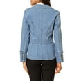 thumbnail image 3 of DARING DIVA Women's Lapel Jeans Blazer Denim Jacket W Pockets M Baby Blue, 3 of 6