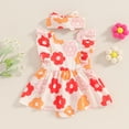 thumbnail image 4 of Gupgi Barboteuse-Robe d'Été Sans Manches à Volants à Imprimé Floral pour Bébés Filles avec Bandeau, 4 of 8