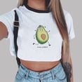 thumbnail image 2 of Camiseta corta de manga corta con estampado de aguacate de dibujos animados para mujer Vogacara FS11769-01, 2 of 5