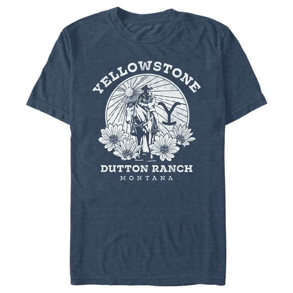 Men's Yellowstone Dutton Ranch Montana White Illustration  Graphic T-Shirt