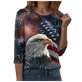 thumbnail image 4 of GEWSEY 250th Anniversary USA Shirt 250th America Shirt 3/4 Sleeve Womens Tops Patriotic Flag Eagle Print Tops 1776-2026 Tshirt Gifts (Dark Gray, L), 4 of 8