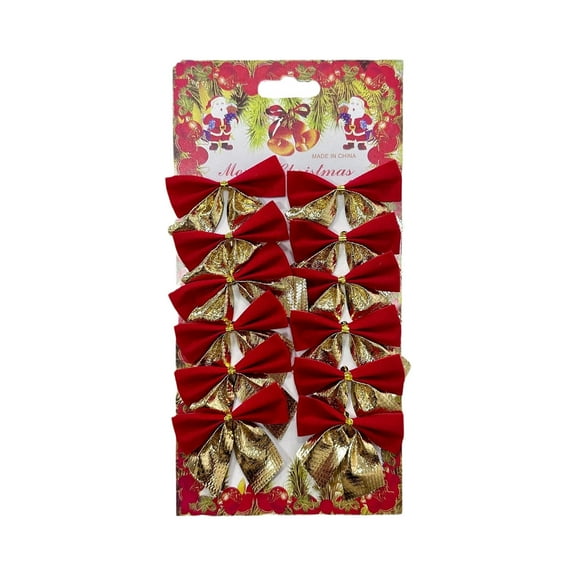 yulier 12 Pcs Mini Christmas Tree Bows Christmas Tree Decorations, Christmas Bowknot Ornaments Ribbon Bows for Xmas Wreath Decor