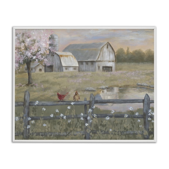 Stupell Industries Rustic Lodge Blossoming Trees Country Farm White Framed Giclee Art, 20 x 16, by Pam Britton