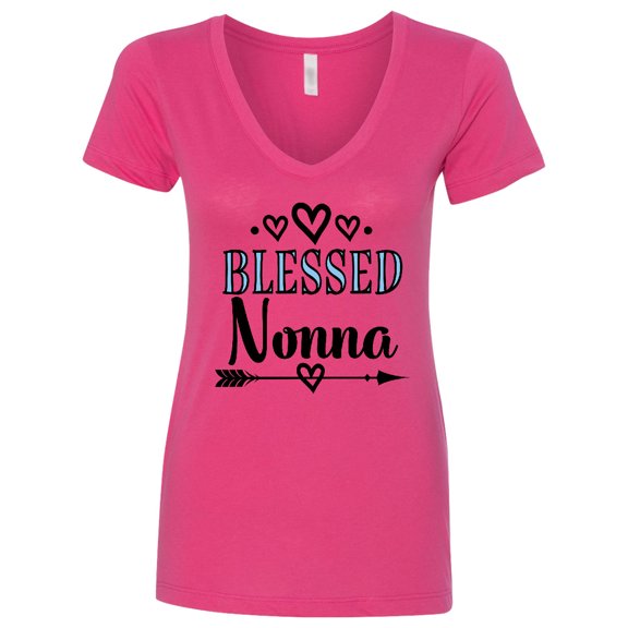 Inktastic Blessed Nonna Grandma Women's V-Neck T-Shirt