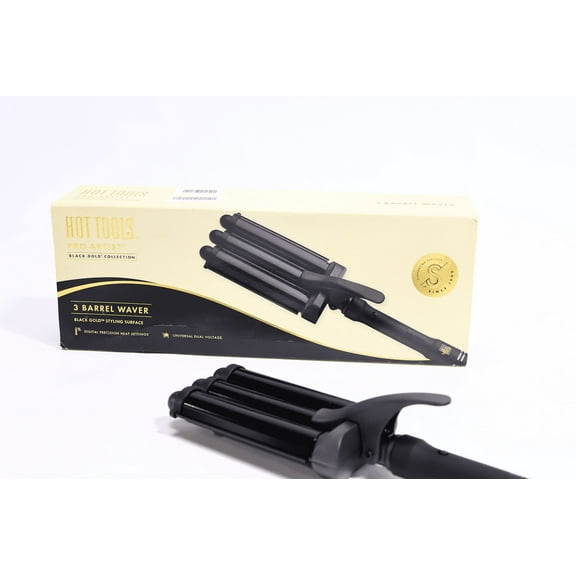 Hot Tools Pro Artist Black Gold 3 Barrel Waver Digital Hair Wave Iron HTIR8001BG