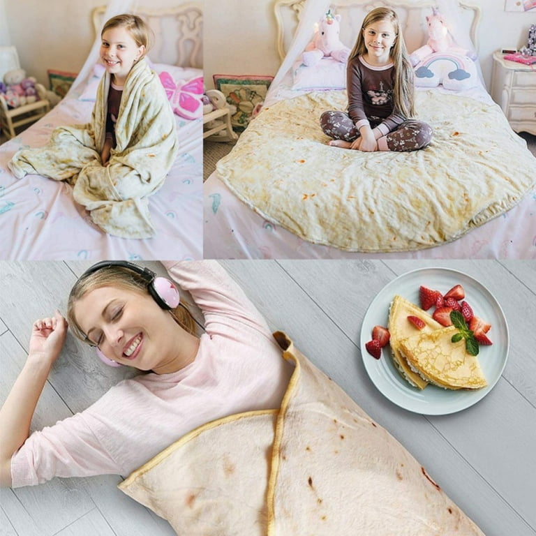 Popular Microfiber Super Soft Burrito Tortilla Round Pizza Blanket