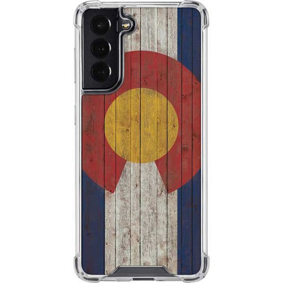 Skinit Countries of the World Colorado Flag Dark Wood Galaxy S22 Clear Case