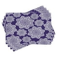 thumbnail image 1 of Ambesonne Blue White Place Mats Set of 4, Flora Lace Snowflake, Standard Size, Blue White, 1 of 6
