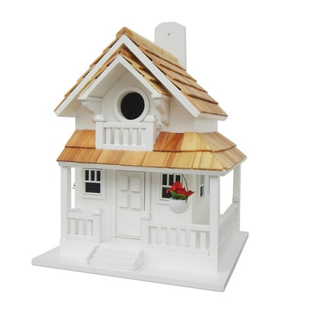 CC Home Furnishings 11" White and Brown Courtyard Cottage Outdoor Garden Birdhouse